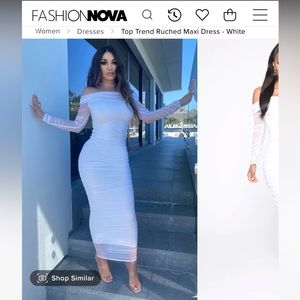 Ruched White Maxi Dress